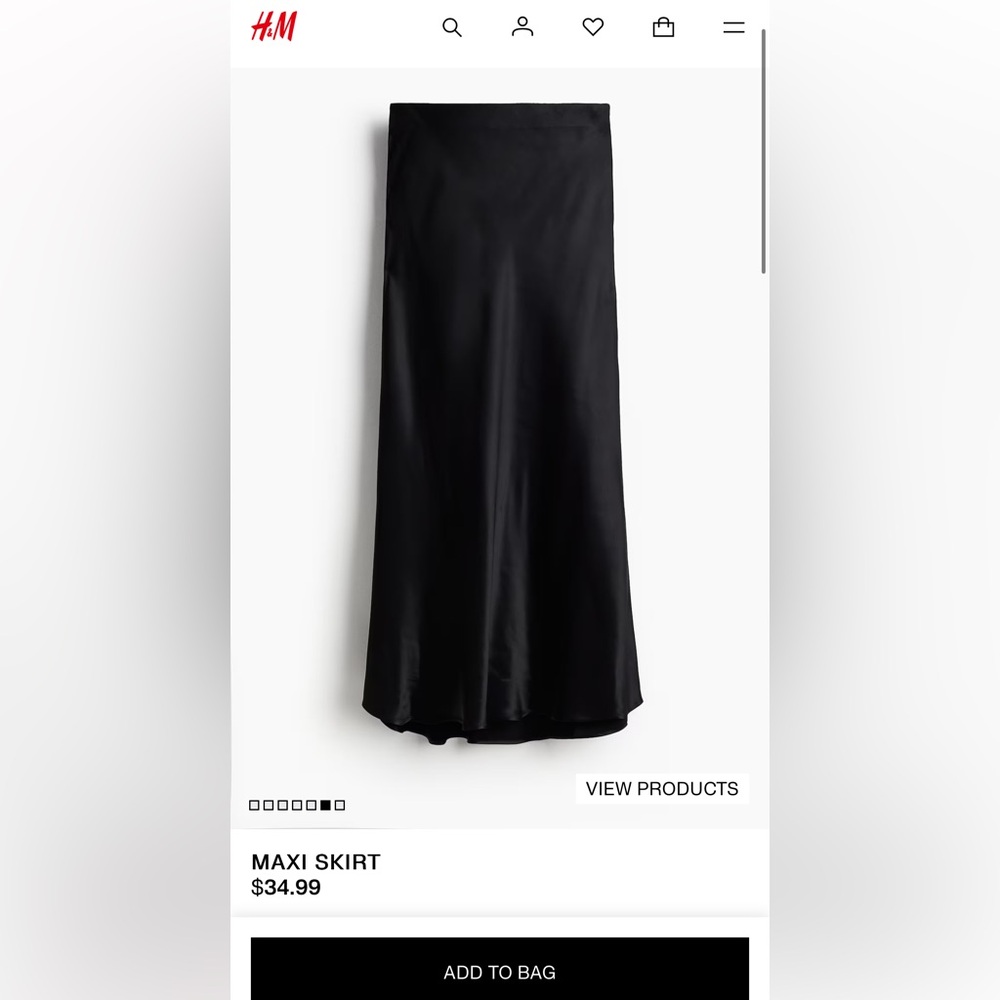 H&M Black Silk Maxi Skirt Size 4